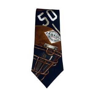 Tabasco Men's 100% Silk Black Brown Football and Helmet Tie Size 56 Inches